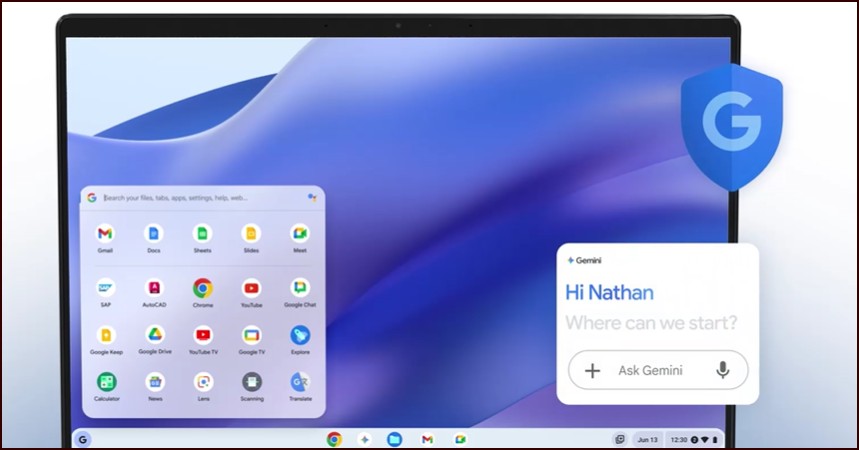 ממשק משתמש של ChromeOS במחשב נייד